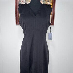 Calvin Klein Sleeveless A-Line Dress Women's 6 V-neck Black Back Slit NWT